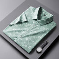 Men's Pista Green Flower Printed Regular Fit Shirt - Goamen